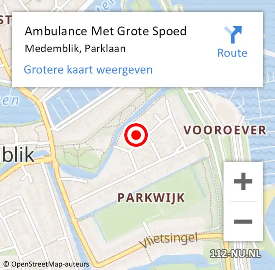 Locatie op kaart van de 112 melding: Ambulance Met Grote Spoed Naar Medemblik, Parklaan op 26 oktober 2024 05:20