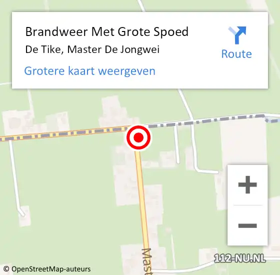 Locatie op kaart van de 112 melding: Brandweer Met Grote Spoed Naar De Tike, Master De Jongwei op 24 oktober 2014 18:13
