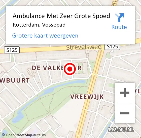 Locatie op kaart van de 112 melding: Ambulance Met Zeer Grote Spoed Naar Rotterdam, Vossepad op 26 oktober 2024 07:12