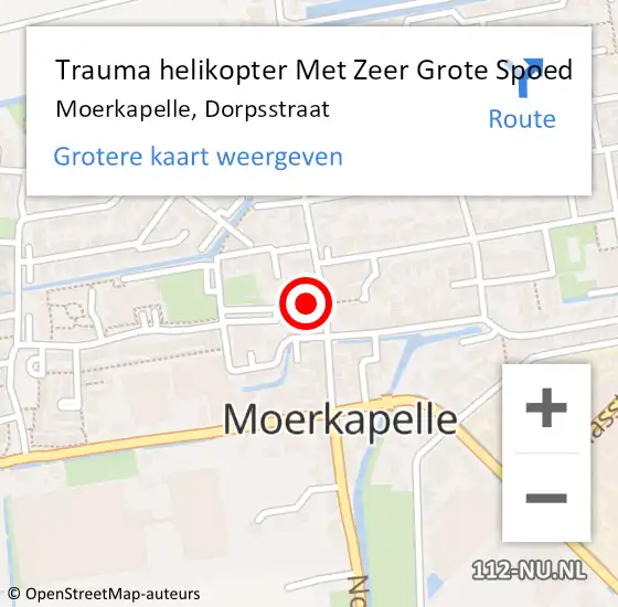 Locatie op kaart van de 112 melding: Trauma helikopter Met Zeer Grote Spoed Naar Moerkapelle, Dorpsstraat op 26 oktober 2024 07:35