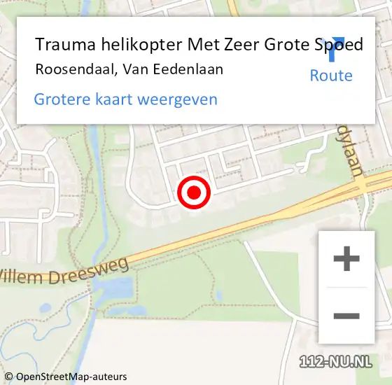 Locatie op kaart van de 112 melding: Trauma helikopter Met Zeer Grote Spoed Naar Roosendaal, Van Eedenlaan op 26 oktober 2024 07:54