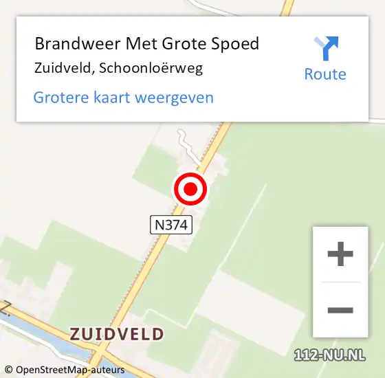 Locatie op kaart van de 112 melding: Brandweer Met Grote Spoed Naar Zuidveld, Schoonloërweg op 26 oktober 2024 08:17