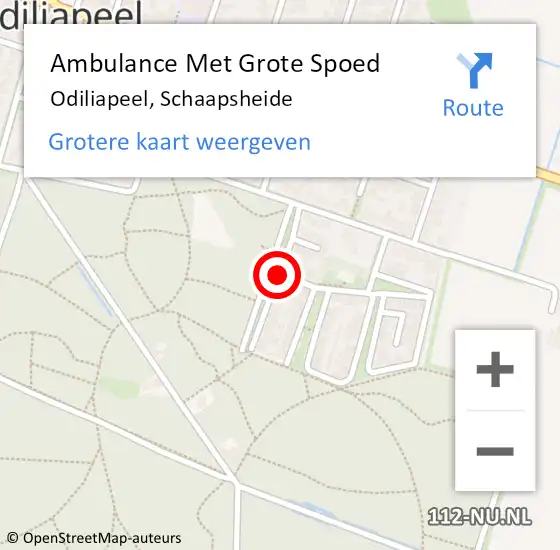 Locatie op kaart van de 112 melding: Ambulance Met Grote Spoed Naar Odiliapeel, Schaapsheide op 24 oktober 2014 18:20