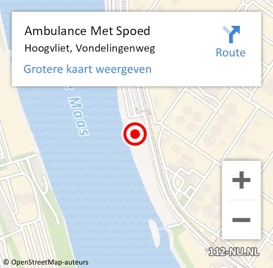 Locatie op kaart van de 112 melding: Ambulance Met Spoed Naar Hoogvliet, Vondelingenweg op 26 oktober 2024 08:36