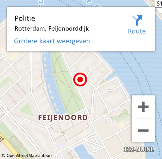 Locatie op kaart van de 112 melding: Politie Rotterdam, Feijenoorddijk op 26 oktober 2024 09:17