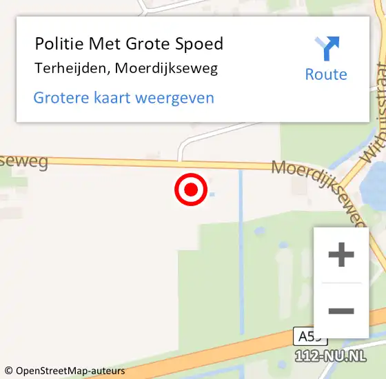 Locatie op kaart van de 112 melding: Politie Met Grote Spoed Naar Terheijden, Moerdijkseweg op 26 oktober 2024 09:24