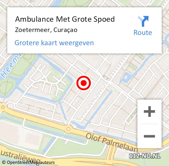 Locatie op kaart van de 112 melding: Ambulance Met Grote Spoed Naar Zoetermeer, Curaçao op 26 oktober 2024 09:26