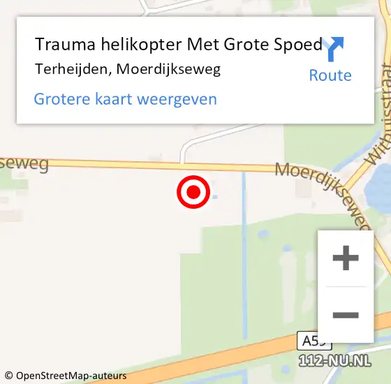 Locatie op kaart van de 112 melding: Trauma helikopter Met Grote Spoed Naar Terheijden, Moerdijkseweg op 26 oktober 2024 09:29