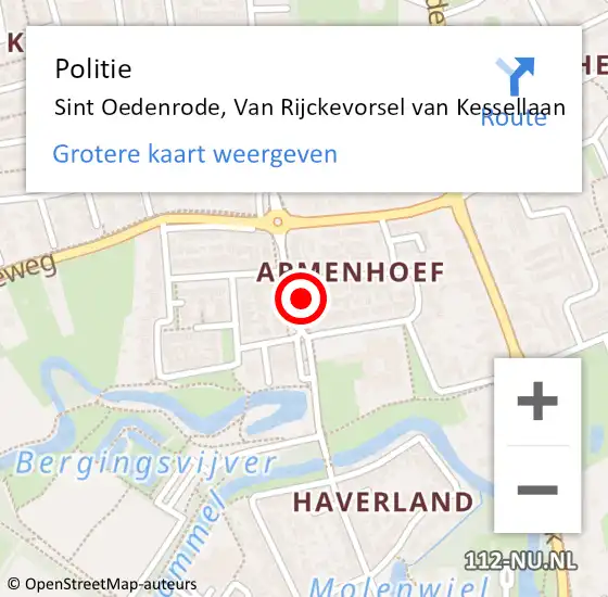 Locatie op kaart van de 112 melding: Politie Sint Oedenrode, Van Rijckevorsel van Kessellaan op 26 oktober 2024 09:35