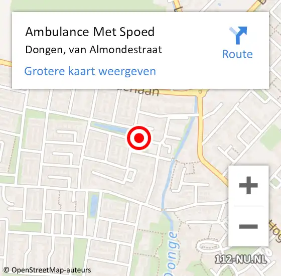 Locatie op kaart van de 112 melding: Ambulance Met Spoed Naar Dongen, van Almondestraat op 24 oktober 2014 18:27