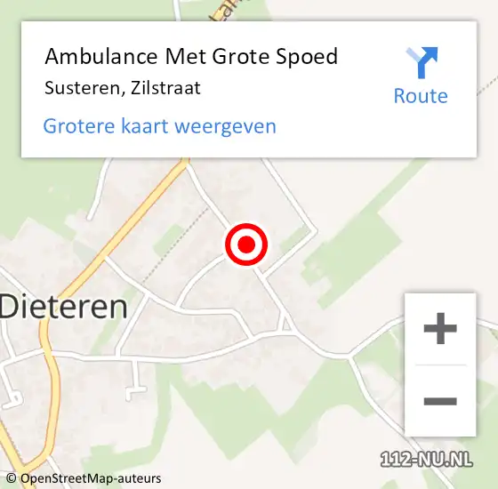 Locatie op kaart van de 112 melding: Ambulance Met Grote Spoed Naar Susteren, Zilstraat op 26 oktober 2024 10:00