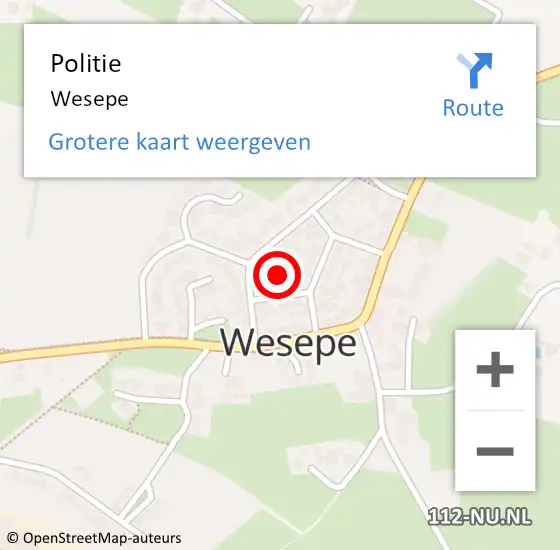 Locatie op kaart van de 112 melding: Politie Wesepe op 26 oktober 2024 10:12