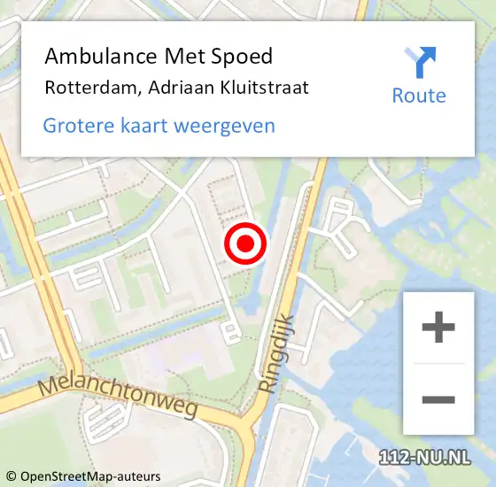 Locatie op kaart van de 112 melding: Ambulance Met Spoed Naar Rotterdam, Adriaan Kluitstraat op 26 oktober 2024 10:20