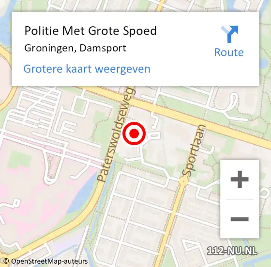 Locatie op kaart van de 112 melding: Politie Met Grote Spoed Naar Groningen, Damsport op 26 oktober 2024 10:24