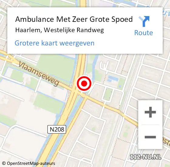 Locatie op kaart van de 112 melding: Ambulance Met Zeer Grote Spoed Naar Haarlem, Westelijke Randweg op 26 oktober 2024 10:33