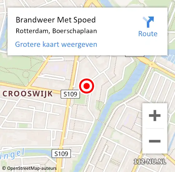 Locatie op kaart van de 112 melding: Brandweer Met Spoed Naar Rotterdam, Boerschaplaan op 26 oktober 2024 10:38