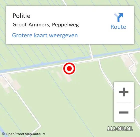 Locatie op kaart van de 112 melding: Politie Groot-Ammers, Peppelweg op 26 oktober 2024 10:55