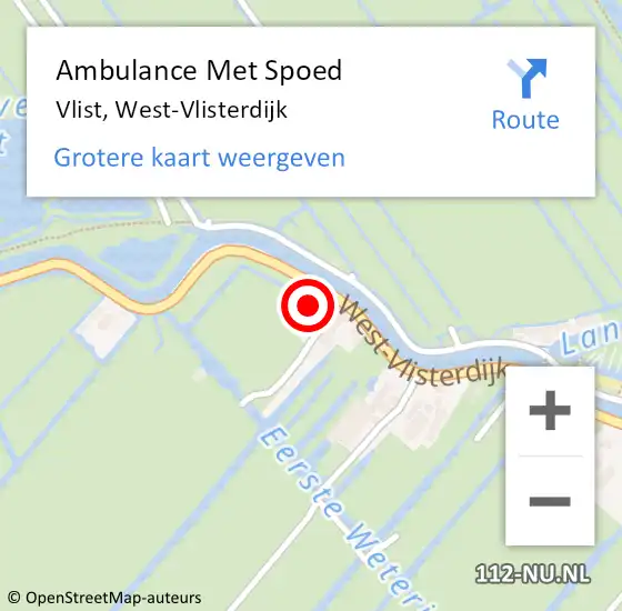 Locatie op kaart van de 112 melding: Ambulance Met Spoed Naar Vlist, West-Vlisterdijk op 26 oktober 2024 10:55