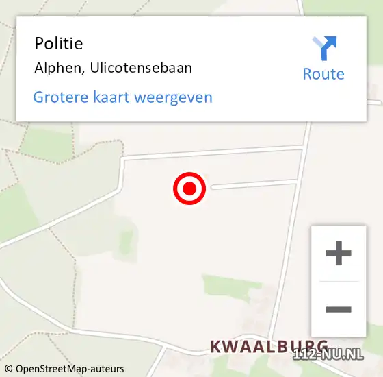 Locatie op kaart van de 112 melding: Politie Alphen, Ulicotensebaan op 26 oktober 2024 11:01