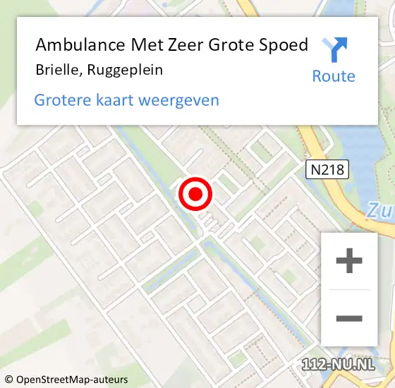 Locatie op kaart van de 112 melding: Ambulance Met Zeer Grote Spoed Naar Brielle, Ruggeplein op 26 oktober 2024 11:03