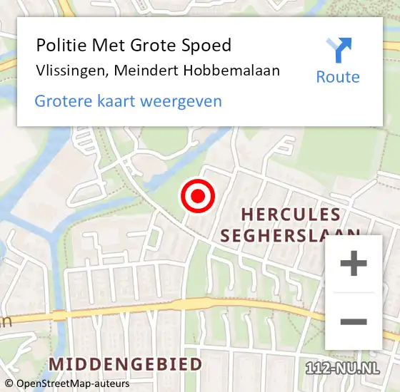 Locatie op kaart van de 112 melding: Politie Met Grote Spoed Naar Vlissingen, Meindert Hobbemalaan op 26 oktober 2024 11:07