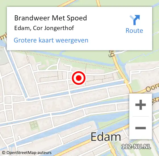 Locatie op kaart van de 112 melding: Brandweer Met Spoed Naar Edam, Cor Jongerthof op 26 oktober 2024 11:09