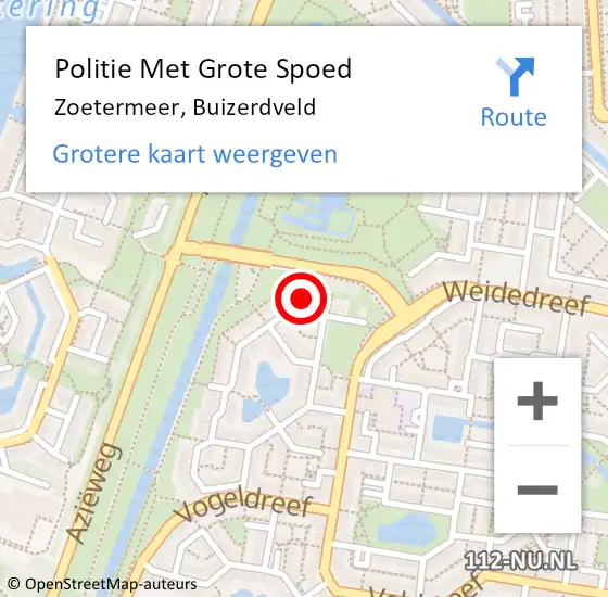 Locatie op kaart van de 112 melding: Politie Met Grote Spoed Naar Zoetermeer, Buizerdveld op 26 oktober 2024 11:30