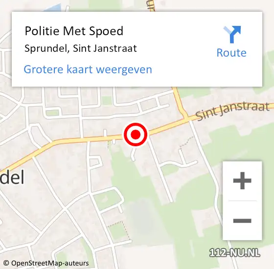 Locatie op kaart van de 112 melding: Politie Met Spoed Naar Sprundel, Sint Janstraat op 26 oktober 2024 11:33