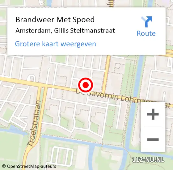 Locatie op kaart van de 112 melding: Brandweer Met Spoed Naar Amsterdam, Gillis Steltmanstraat op 26 oktober 2024 11:36