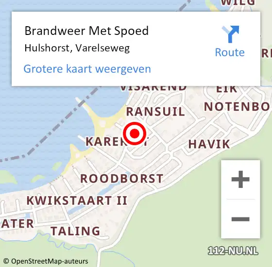 Locatie op kaart van de 112 melding: Brandweer Met Spoed Naar Hulshorst, Varelseweg op 26 oktober 2024 11:49