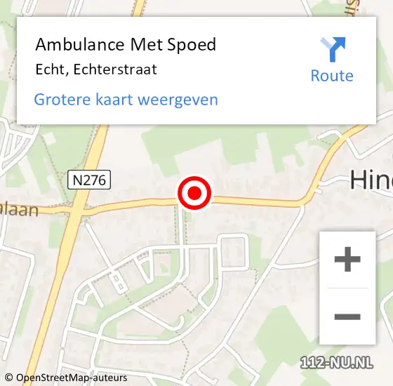 Locatie op kaart van de 112 melding: Ambulance Met Spoed Naar Echt, Echterstraat op 26 oktober 2024 11:52