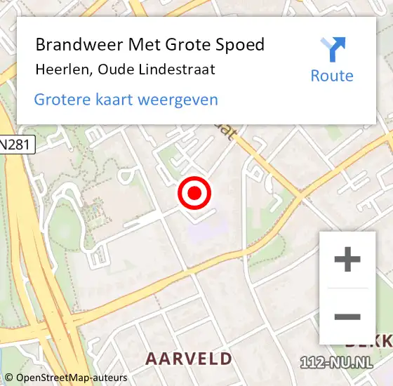 Locatie op kaart van de 112 melding: Brandweer Met Grote Spoed Naar Heerlen, Oude Lindestraat op 26 oktober 2024 11:52