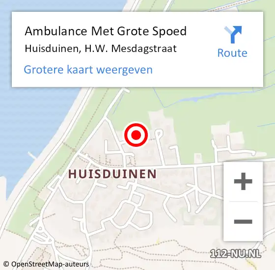 Locatie op kaart van de 112 melding: Ambulance Met Grote Spoed Naar Huisduinen, H.W. Mesdagstraat op 26 oktober 2024 11:53