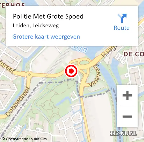 Locatie op kaart van de 112 melding: Politie Met Grote Spoed Naar Leiden, Leidseweg op 26 oktober 2024 12:12