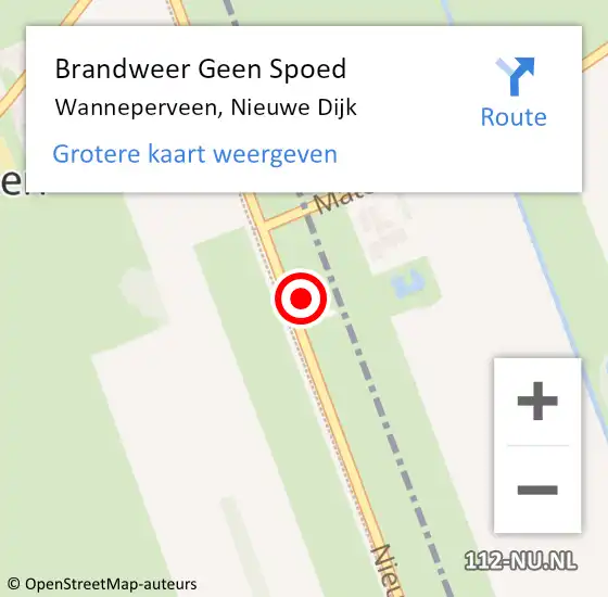 Locatie op kaart van de 112 melding: Brandweer Geen Spoed Naar Wanneperveen, Nieuwe Dijk op 26 oktober 2024 12:21