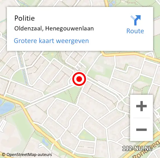 Locatie op kaart van de 112 melding: Politie Oldenzaal, Henegouwenlaan op 26 oktober 2024 12:47