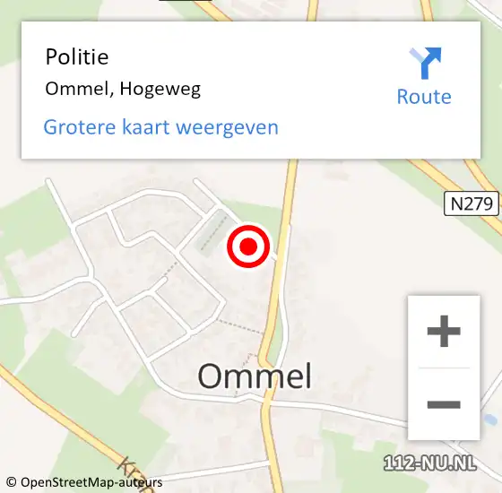 Locatie op kaart van de 112 melding: Politie Ommel, Hogeweg op 26 oktober 2024 12:52