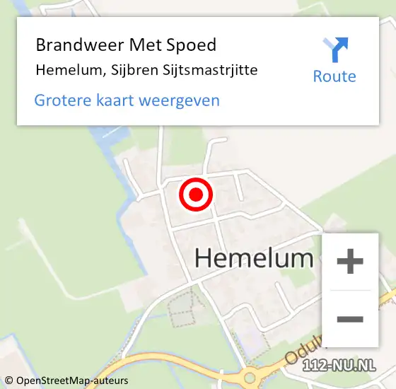 Locatie op kaart van de 112 melding: Brandweer Met Spoed Naar Hemelum, Sijbren Sijtsmastrjitte op 26 oktober 2024 12:54