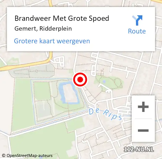 Locatie op kaart van de 112 melding: Brandweer Met Grote Spoed Naar Gemert, Ridderplein op 26 oktober 2024 13:07