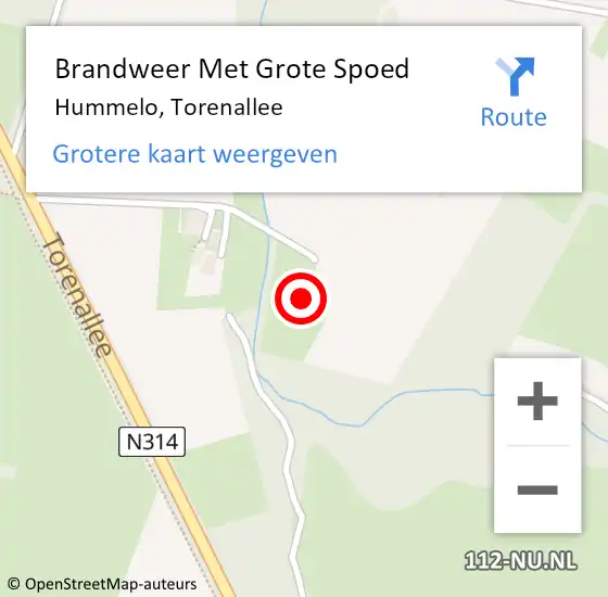 Locatie op kaart van de 112 melding: Brandweer Met Grote Spoed Naar Hummelo, Torenallee op 26 oktober 2024 13:10