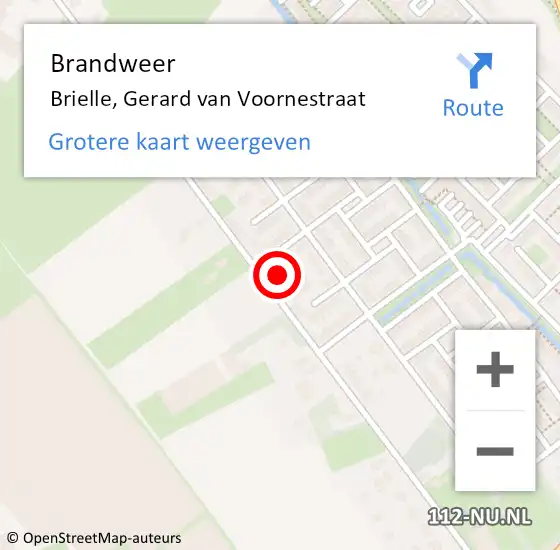 Locatie op kaart van de 112 melding: Brandweer Brielle, Gerard van Voornestraat op 26 oktober 2024 13:35