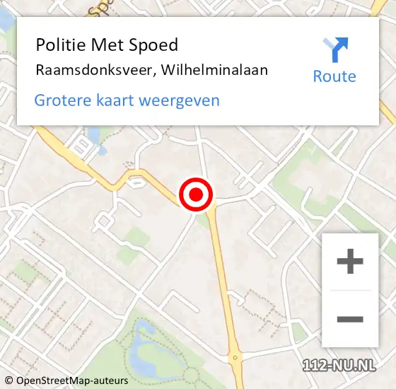 Locatie op kaart van de 112 melding: Politie Met Spoed Naar Raamsdonksveer, Wilhelminalaan op 26 oktober 2024 13:38