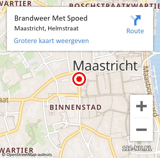 Locatie op kaart van de 112 melding: Brandweer Met Spoed Naar Maastricht, Helmstraat op 26 oktober 2024 14:11