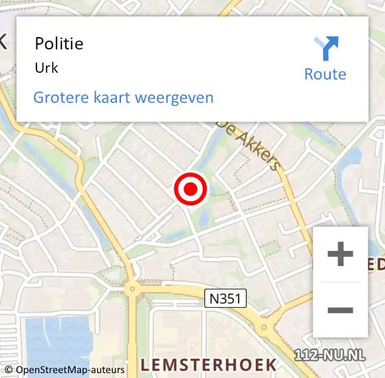 Locatie op kaart van de 112 melding: Politie Urk op 26 oktober 2024 14:26