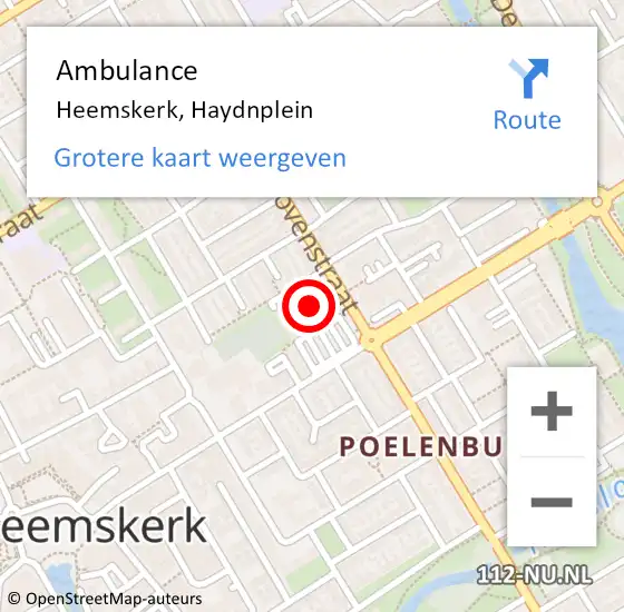 Locatie op kaart van de 112 melding: Ambulance Heemskerk, Haydnplein op 26 oktober 2024 14:28