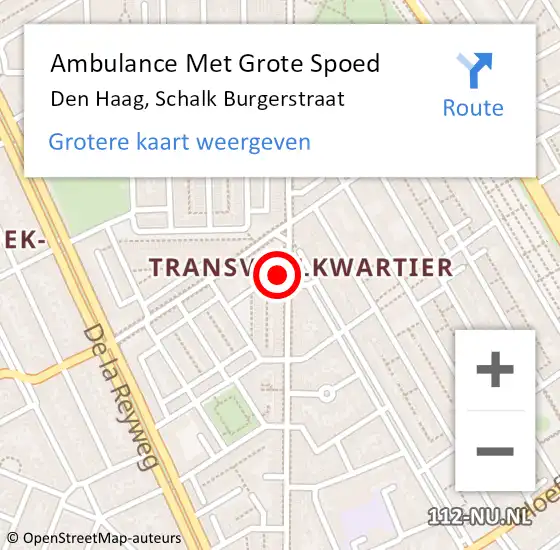 Locatie op kaart van de 112 melding: Ambulance Met Grote Spoed Naar Den Haag, Schalk Burgerstraat op 26 oktober 2024 14:28