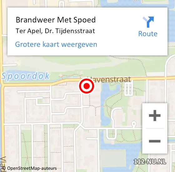 Locatie op kaart van de 112 melding: Brandweer Met Spoed Naar Ter Apel, Dr. Tijdensstraat op 26 oktober 2024 14:28