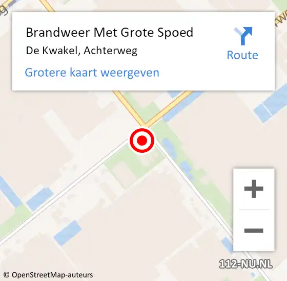 Locatie op kaart van de 112 melding: Brandweer Met Grote Spoed Naar De Kwakel, Achterweg op 26 oktober 2024 14:29