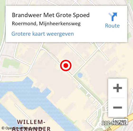 Locatie op kaart van de 112 melding: Brandweer Met Grote Spoed Naar Roermond, Mijnheerkensweg op 26 oktober 2024 14:32