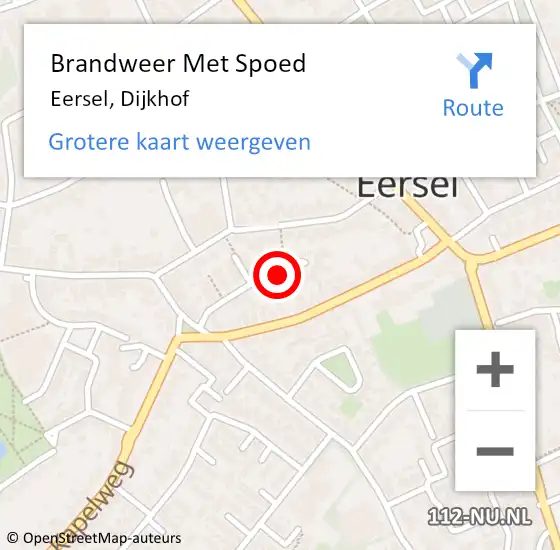 Locatie op kaart van de 112 melding: Brandweer Met Spoed Naar Eersel, Dijkhof op 26 oktober 2024 14:33